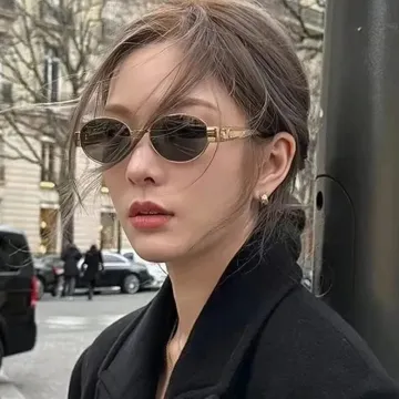 Oval Metal Frame Cat Eye Sunglasses 
