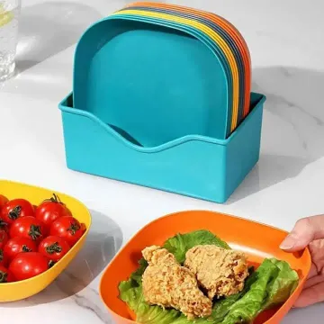 10 Pcs Square Plate with Stand 