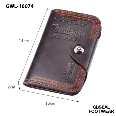 MenBense magnetic buckle tri-fold Men's wallet