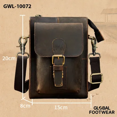 Crazy Horse mobile phone camera outdoor 8 inch shoulder  bag