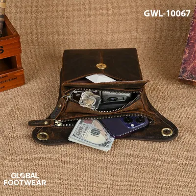Top Layer Oil Wax Leather 8inch  Waist Bag