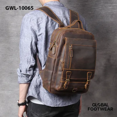 New Retro Top Layer Cowhide Backpack Men's