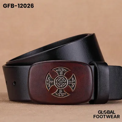 Men's veneer buckle belt tanned first layer cowhide
