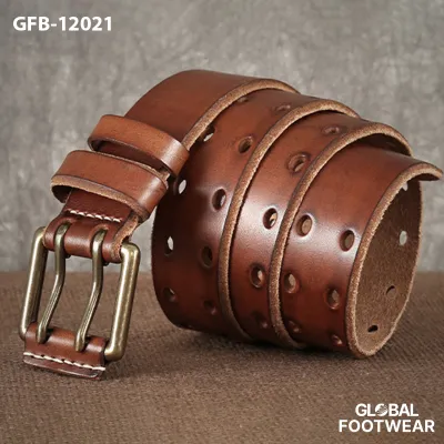 First layer cowhide alloy dual pin buckle belt