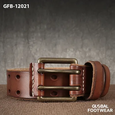 First layer cowhide alloy dual pin buckle belt