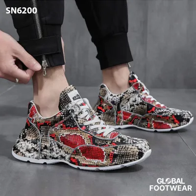 Pattern Top Layer Cowhide Men's Shoes Trendy Sneakers
