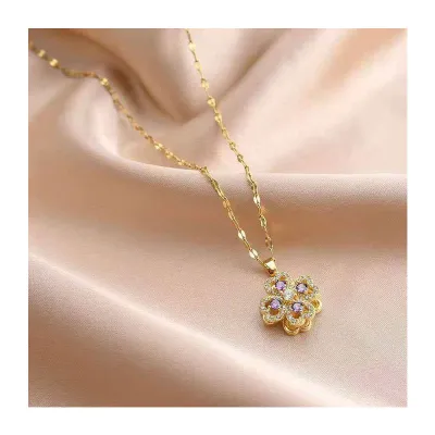 360° Rotatable Classic Four Leaf Clover Pendant Necklace