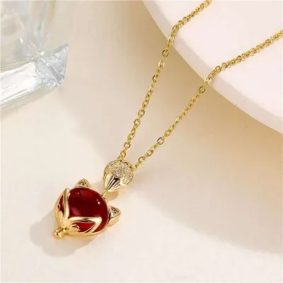 Fox Color Changing Warm Stone Necklace Pendant